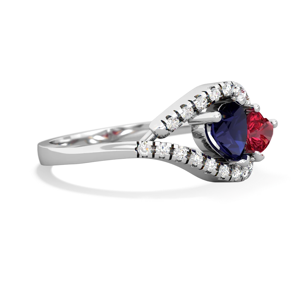 Sapphire Mother And Child 14K White Gold ring R3010