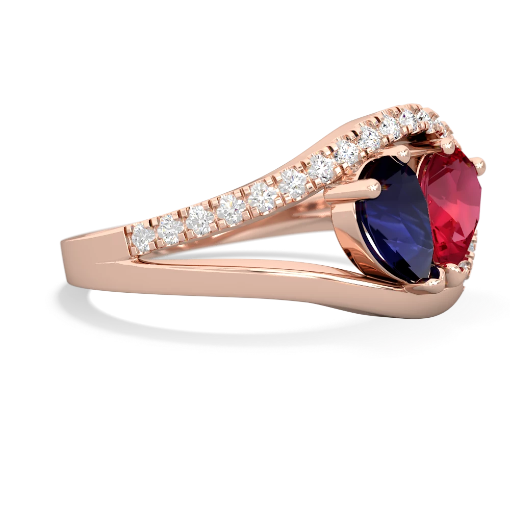 Sapphire Nestled Heart Keepsake 14K Rose Gold ring R5650