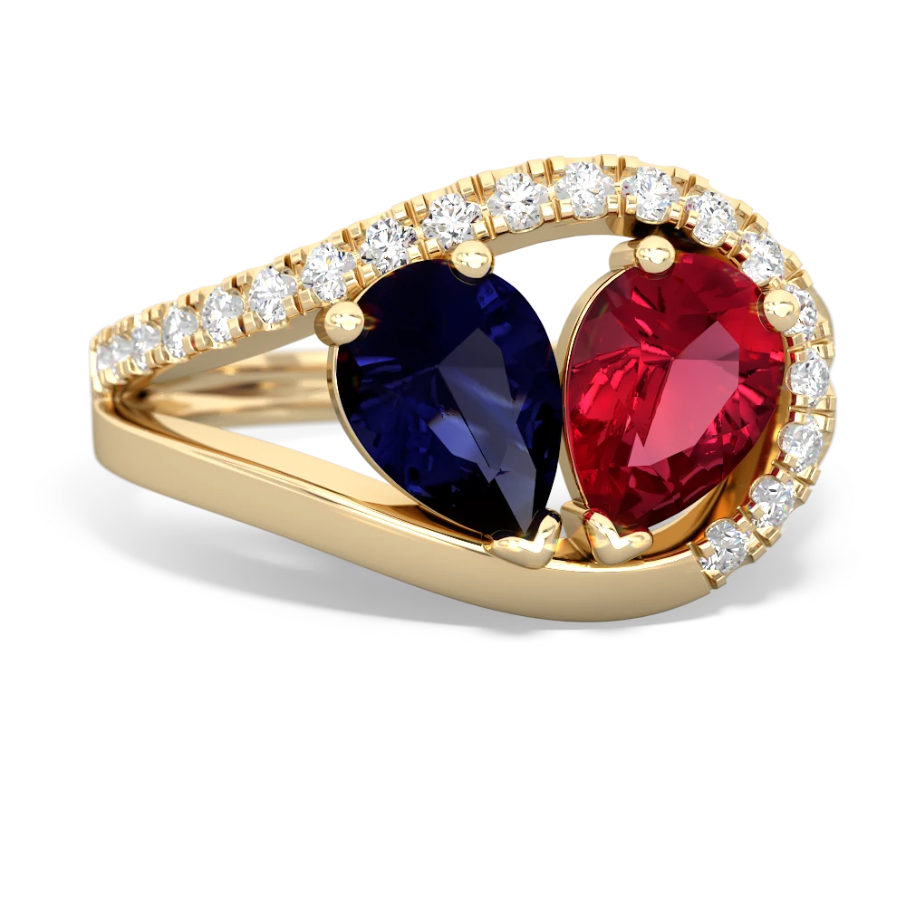 Sapphire Nestled Heart Keepsake 14K Yellow Gold ring R5650