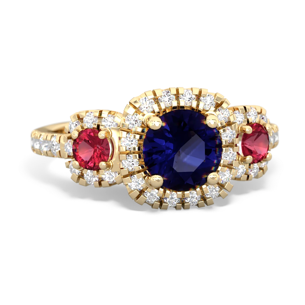 Sapphire Regal Halo 14K Yellow Gold ring R5350