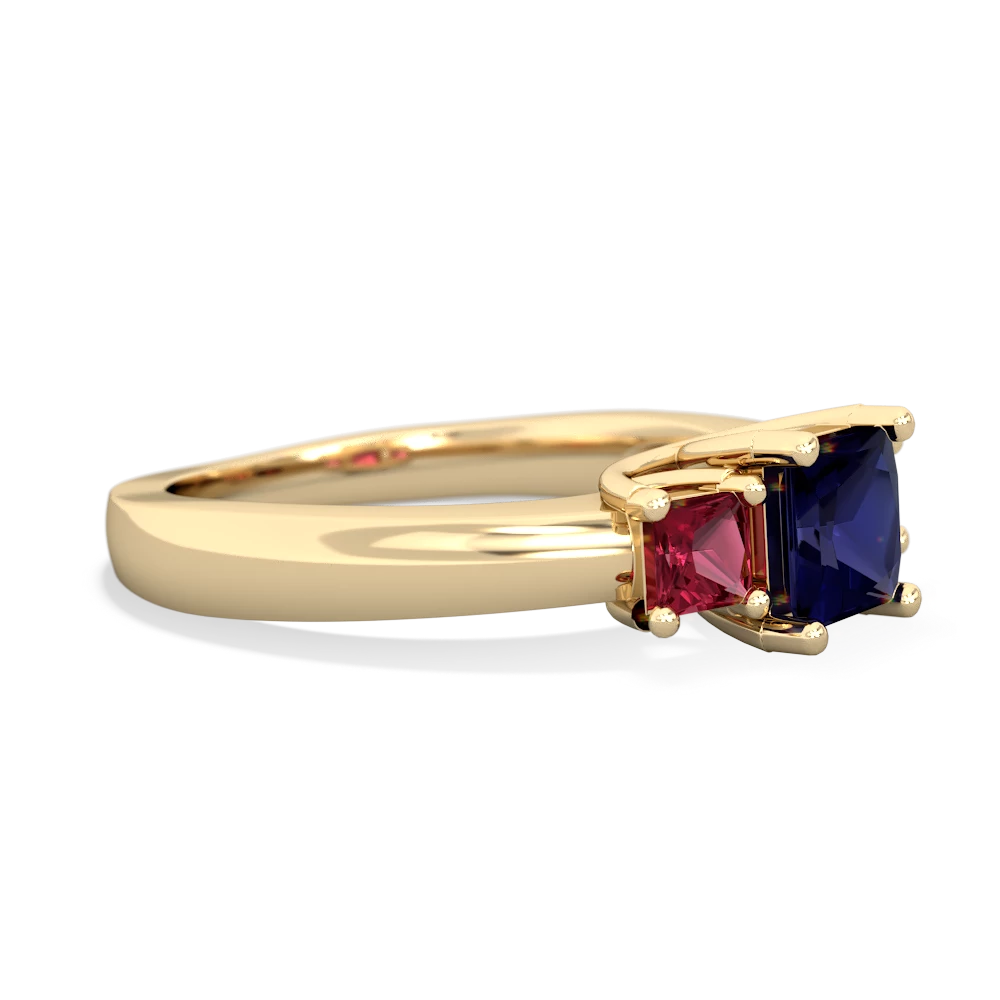 Sapphire Three Stone Trellis 14K Yellow Gold ring R4015