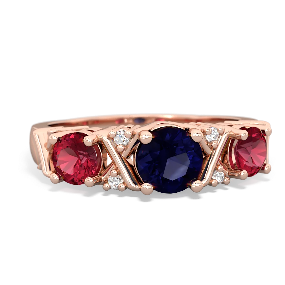 Sapphire Hugs And Kisses 14K Rose Gold ring R5016