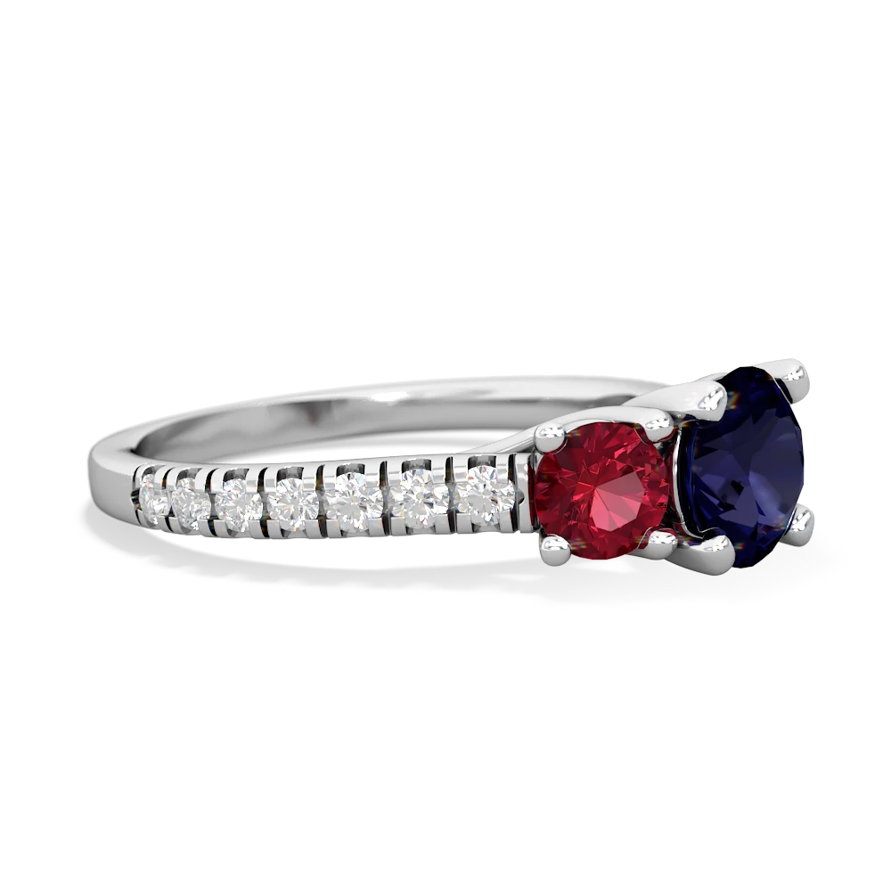 Sapphire Pave Trellis 14K White Gold ring R5500