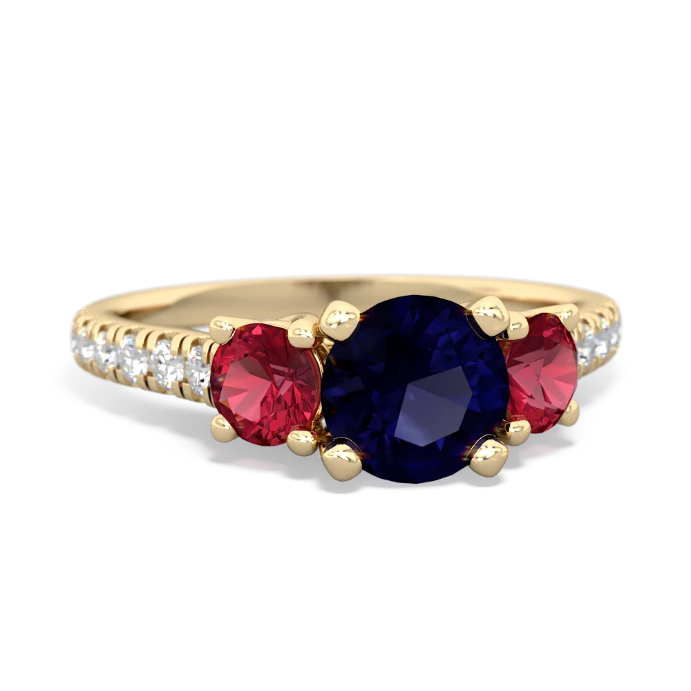 Sapphire Pave Trellis 14K Yellow Gold ring R5500