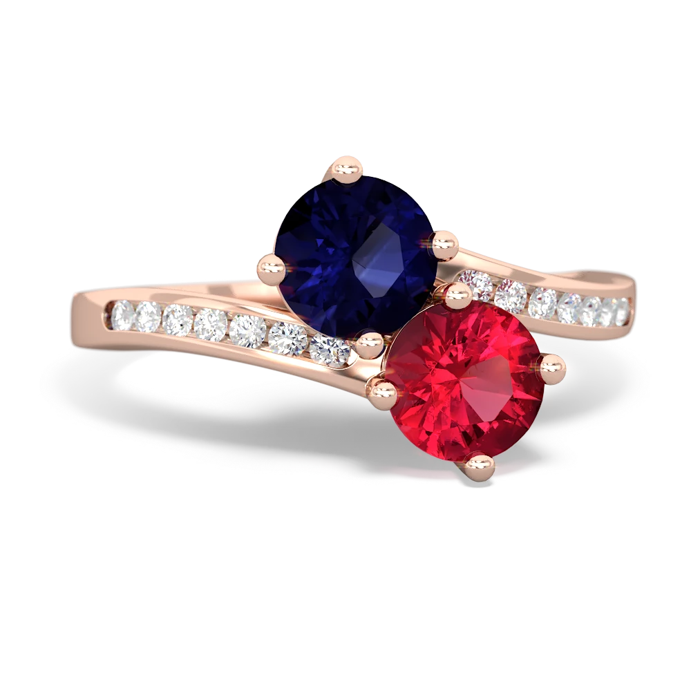 Sapphire Channel Set Two Stone 14K Rose Gold ring R5303