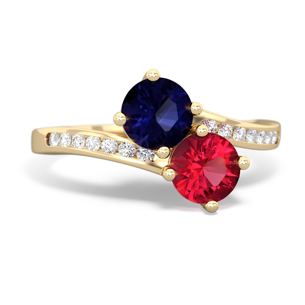 Sapphire Channel Set Two Stone 14K Yellow Gold ring R5303