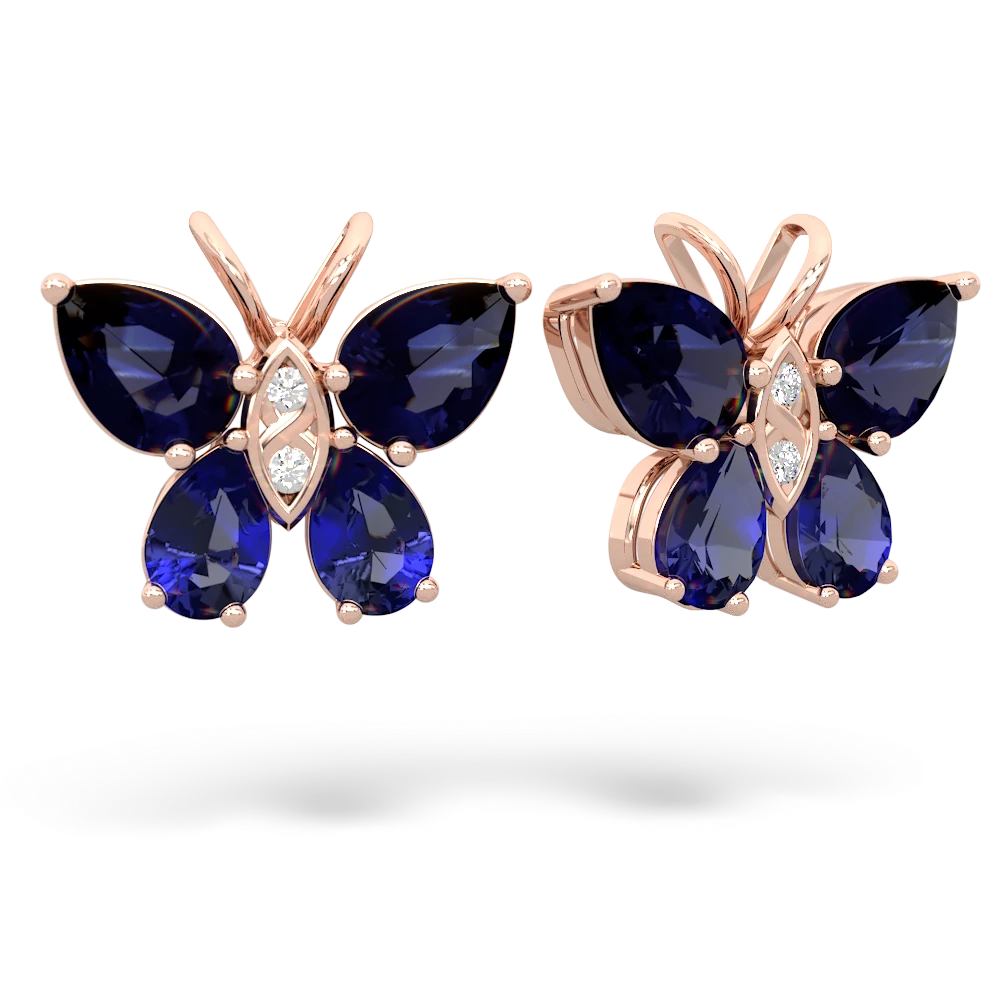 Sapphire Butterfly 14K Rose Gold earrings E2215