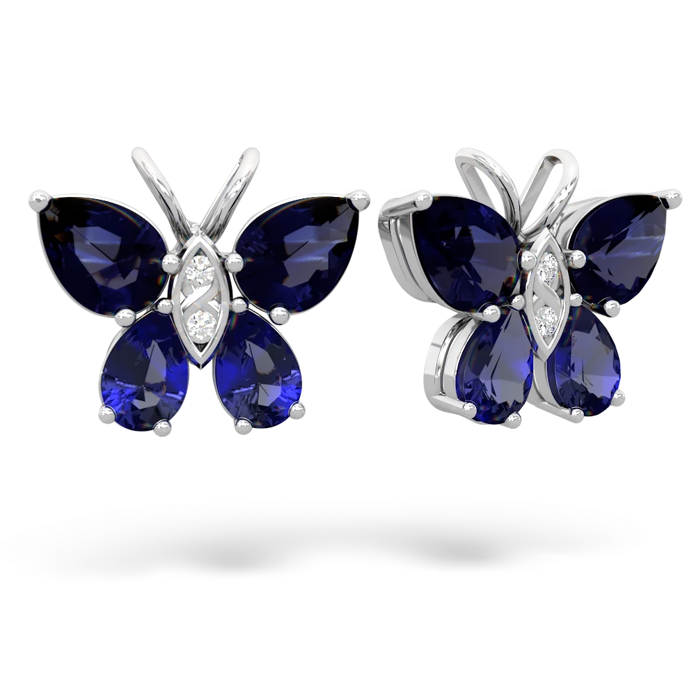 Sapphire Butterfly 14K White Gold earrings E2215