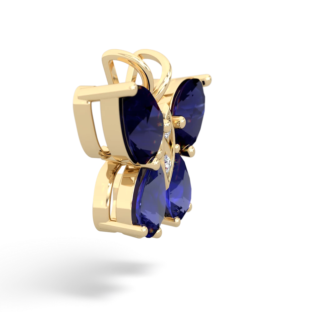 Sapphire Butterfly 14K Yellow Gold pendant P2215