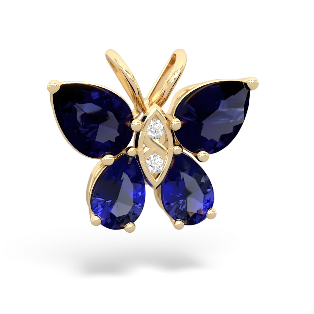 Sapphire Butterfly 14K Yellow Gold pendant P2215