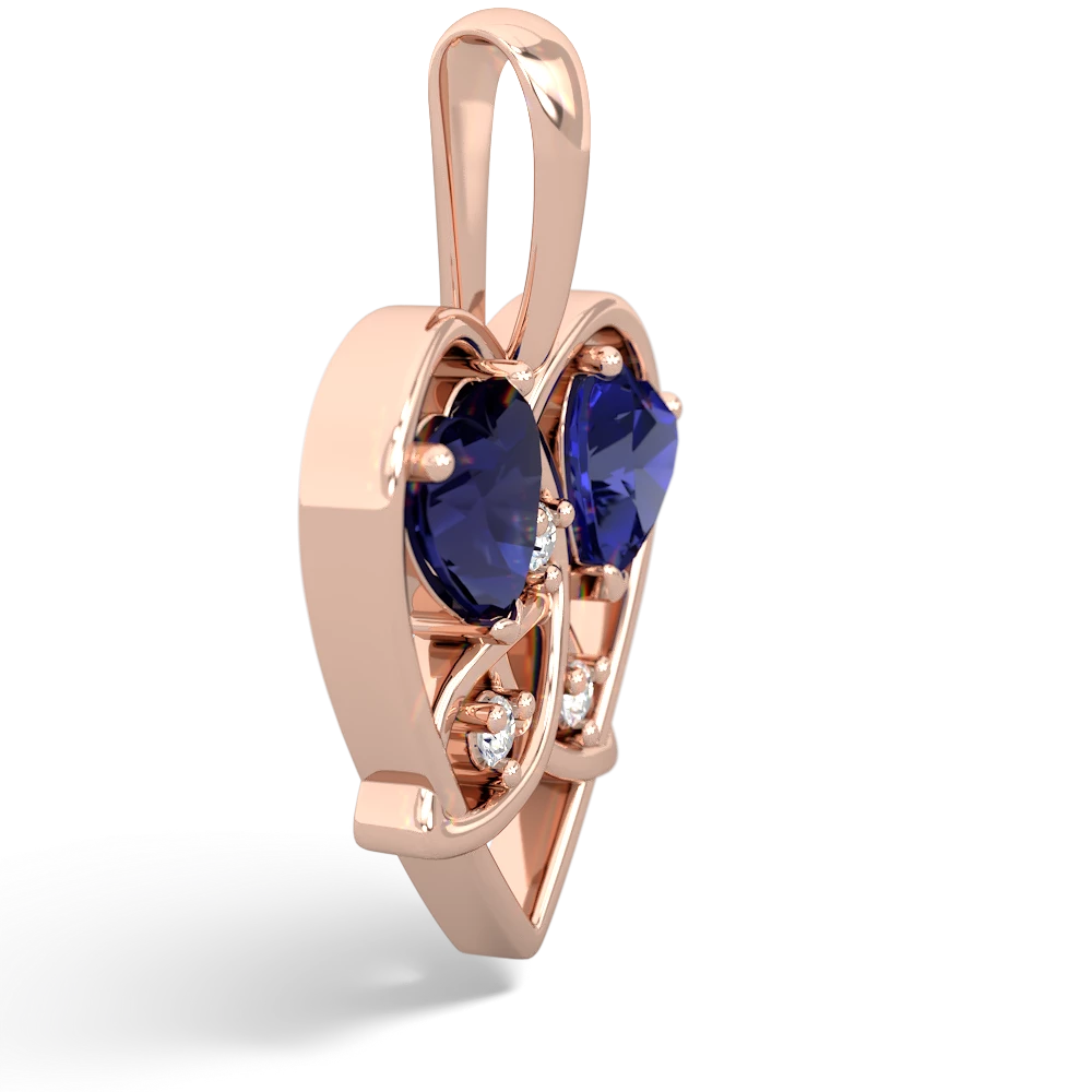 Sapphire Celtic Trinity Heart 14K Rose Gold pendant P5331