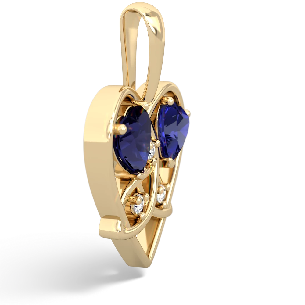 Sapphire Celtic Trinity Heart 14K Yellow Gold pendant P5331