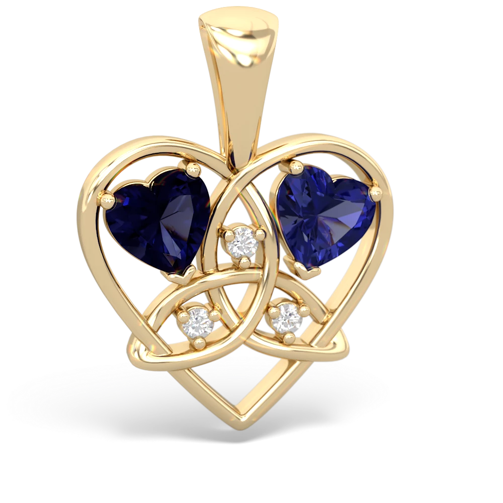 Sapphire Celtic Trinity Heart 14K Yellow Gold pendant P5331