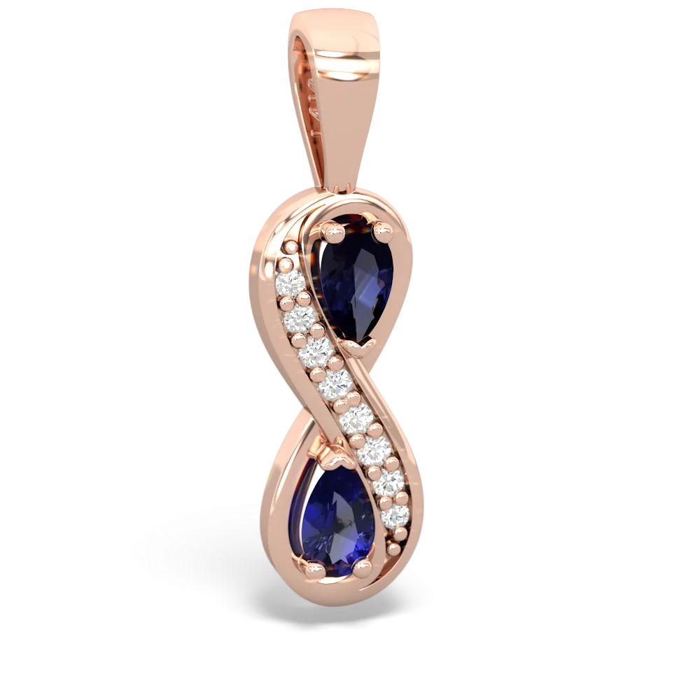 Sapphire Diamond Infinity 14K Rose Gold pendant P5390