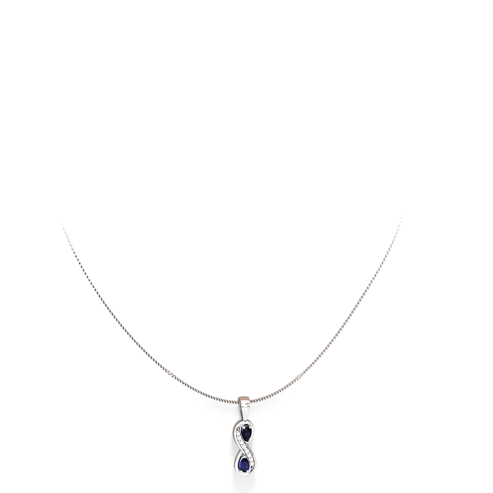 Sapphire Diamond Infinity 14K White Gold pendant P5390