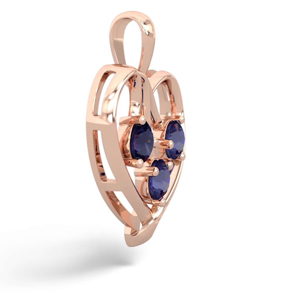 Sapphire Glowing Heart 14K Rose Gold pendant P2233