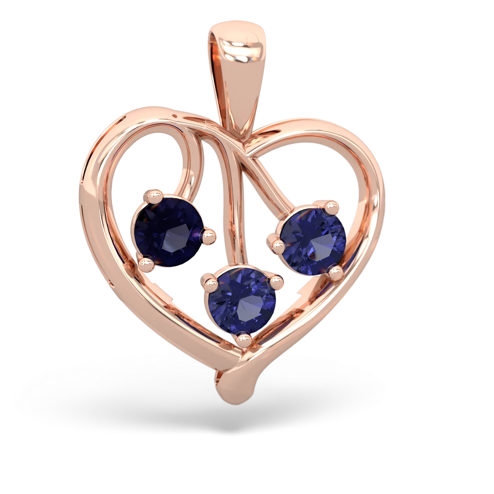 Sapphire Glowing Heart 14K Rose Gold pendant P2233