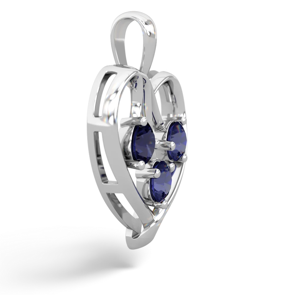 Sapphire Glowing Heart 14K White Gold pendant P2233