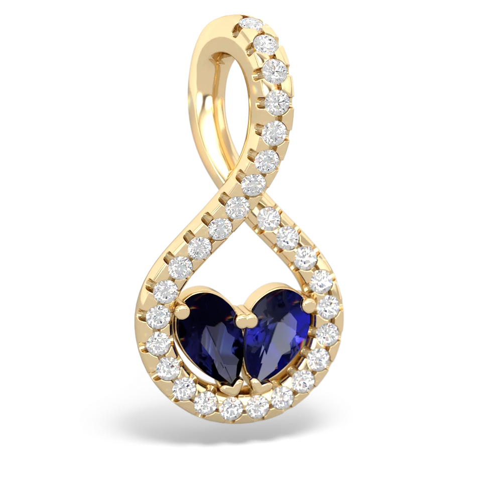 Sapphire Pave Twist 'One Heart' 14K Yellow Gold pendant P5360