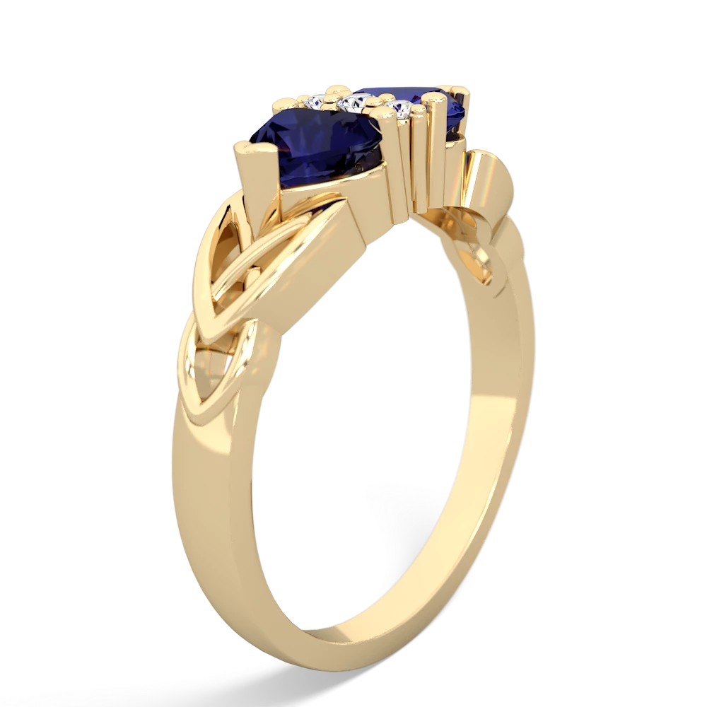 Sapphire Celtic Knot Double Heart 14K Yellow Gold ring R5040