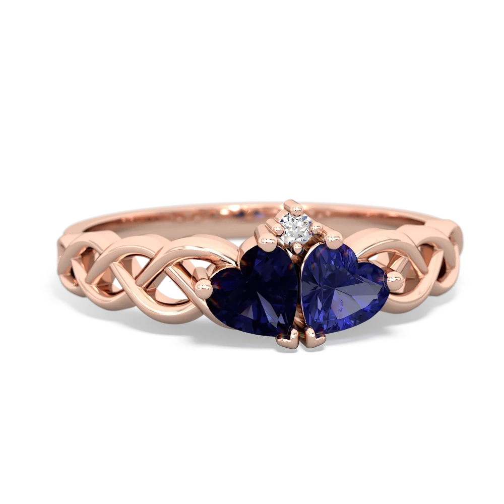 Sapphire Heart To Heart Braid 14K Rose Gold ring R5870