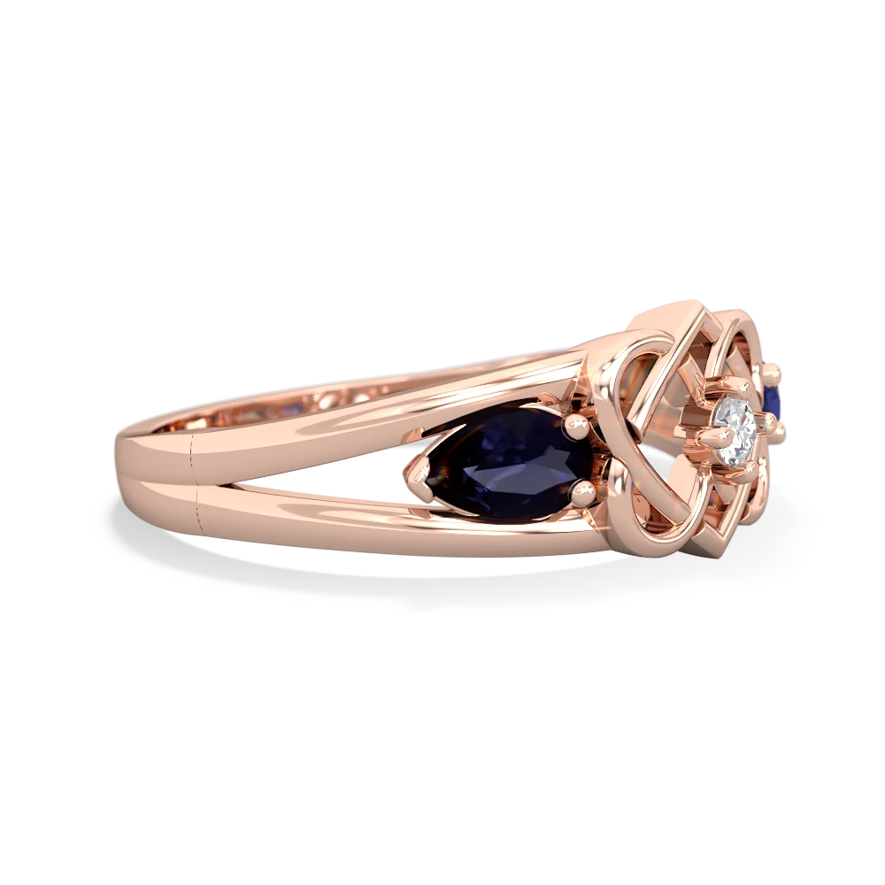 Sapphire Hearts Intertwined 14K Rose Gold ring R5880