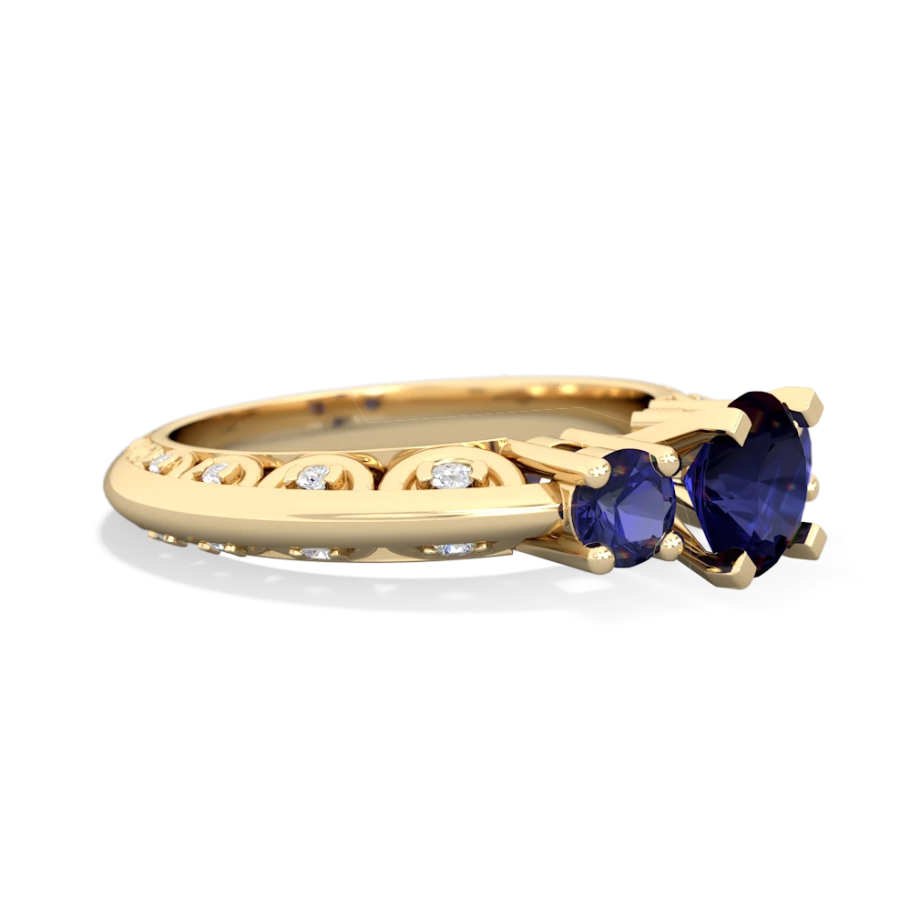 Sapphire Art Deco Eternal Embrace Engagement 14K Yellow Gold ring C2003