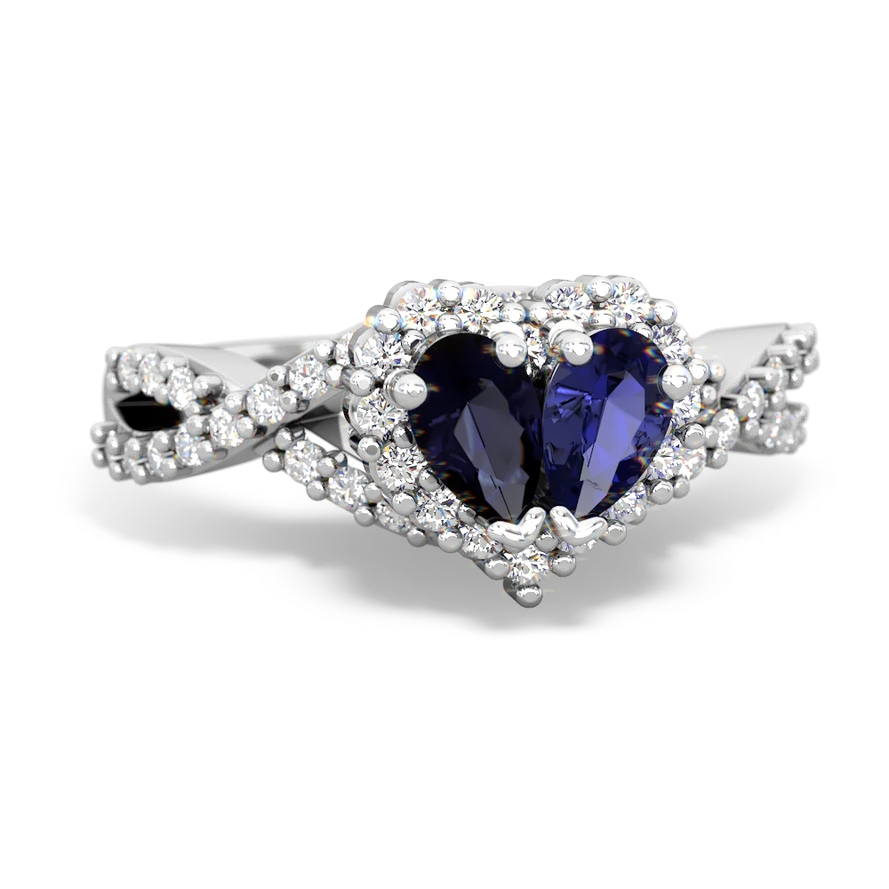 Sapphire Diamond Twist 'One Heart' 14K White Gold ring R2640HRT