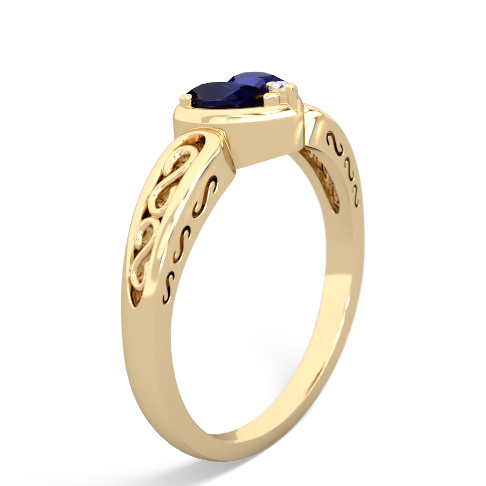 Sapphire Filligree 'One Heart' 14K Yellow Gold ring R5070