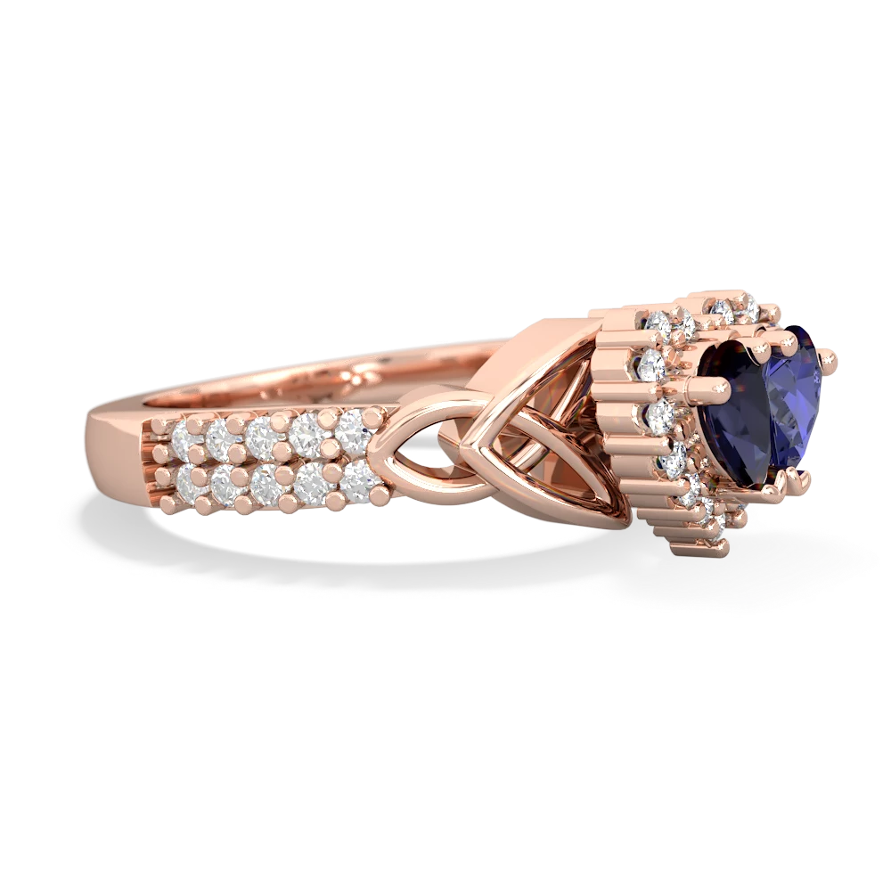 Sapphire Celtic Knot Two Hearts As One 14K Rose Gold ring R2644HRT