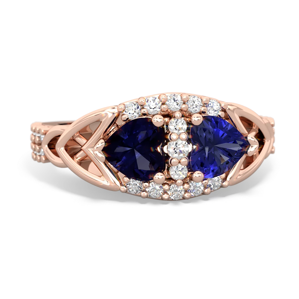 Sapphire Sparkling Celtic Knot 14K Rose Gold ring R2645