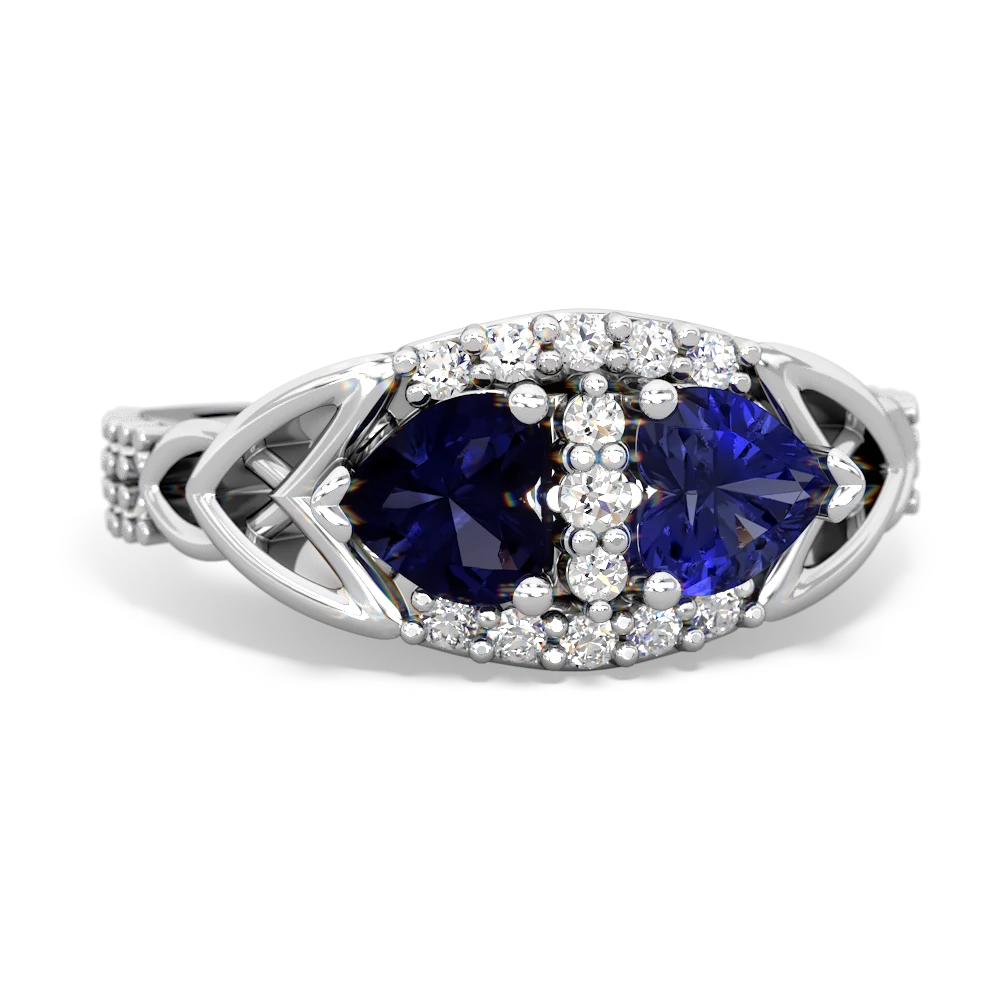 Sapphire Sparkling Celtic Knot 14K White Gold ring R2645