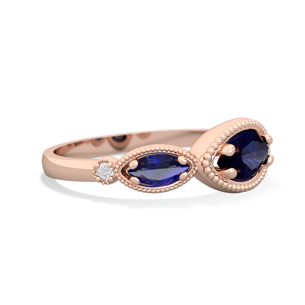 Sapphire Milgrain Marquise 14K Rose Gold ring R5700