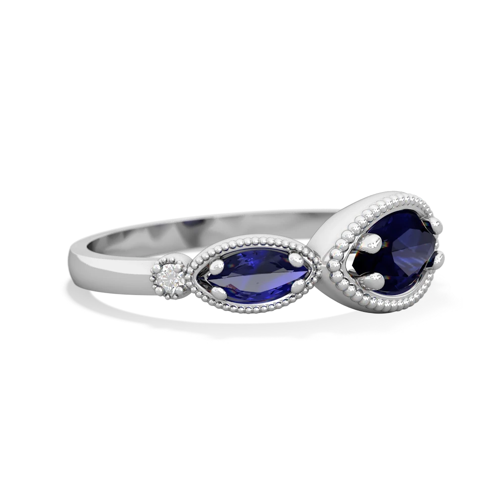 Sapphire Milgrain Marquise 14K White Gold ring R5700