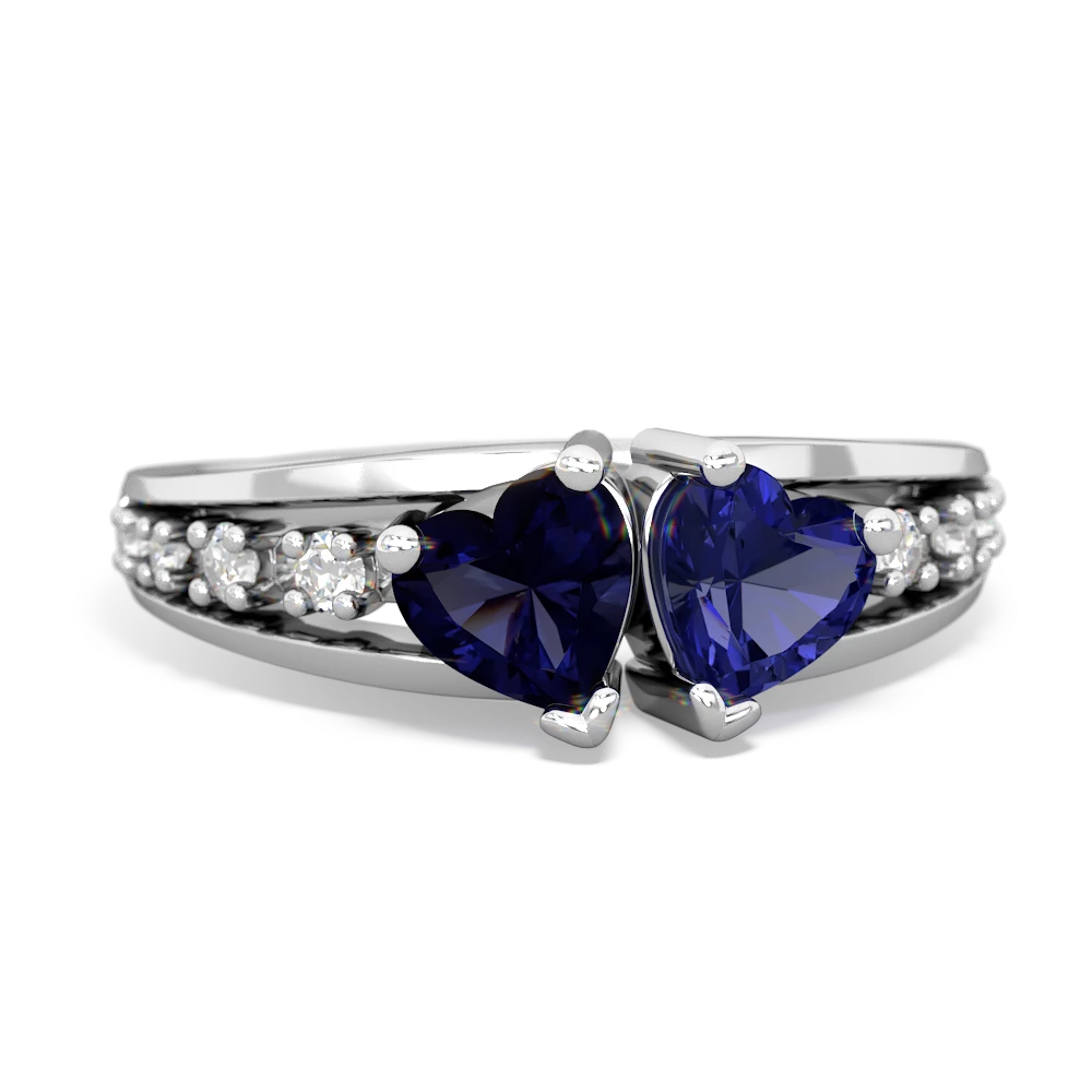 Sapphire Heart To Heart 14K White Gold ring R3342