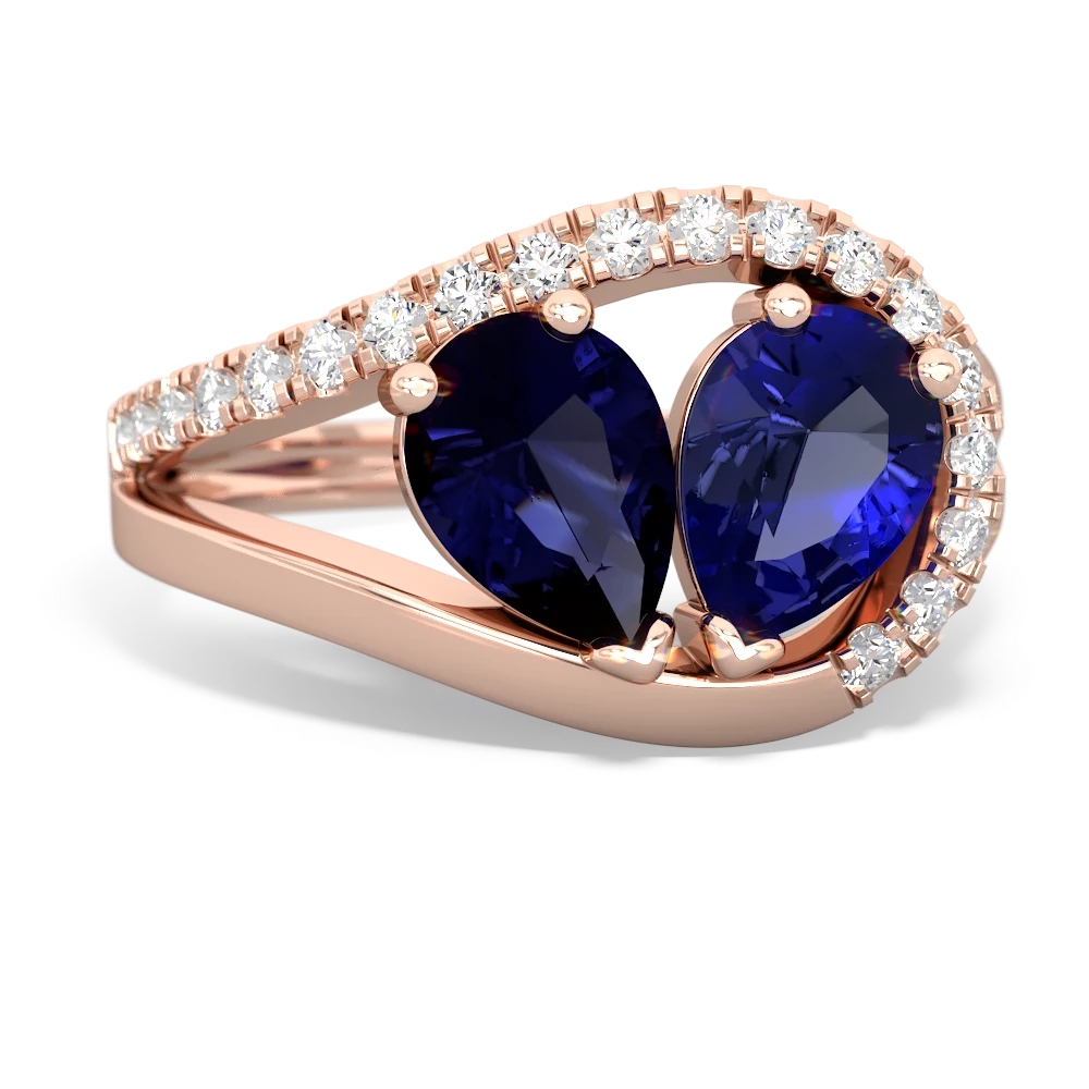 Sapphire Nestled Heart Keepsake 14K Rose Gold ring R5650