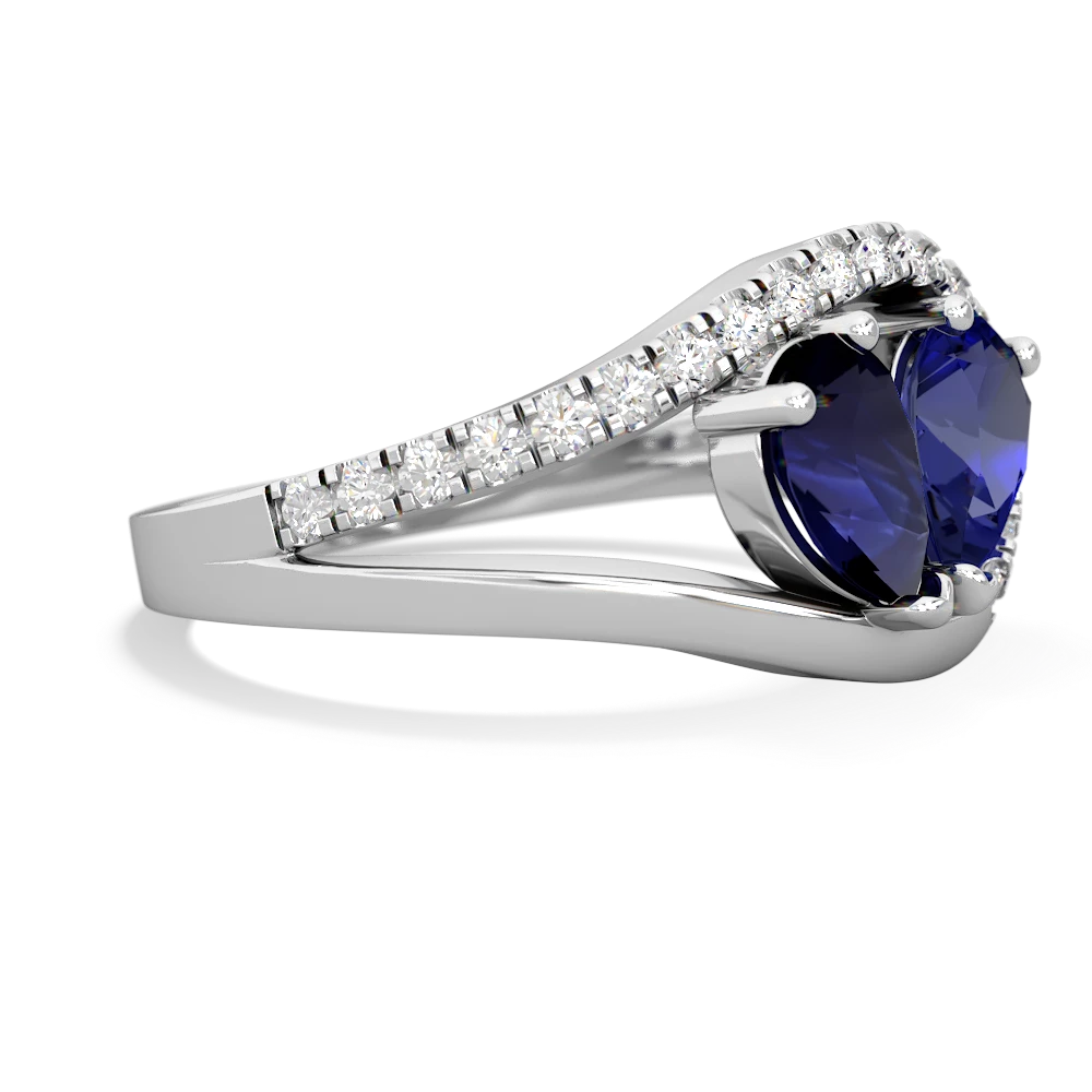 Sapphire Nestled Heart Keepsake 14K White Gold ring R5650