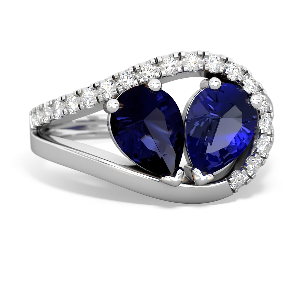 Sapphire Nestled Heart Keepsake 14K White Gold ring R5650