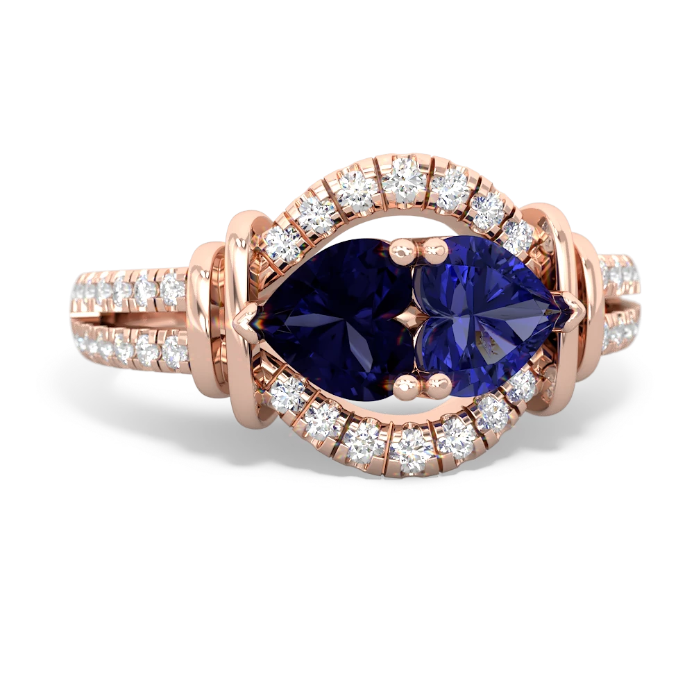 Sapphire Art-Deco Keepsake 14K Rose Gold ring R5630