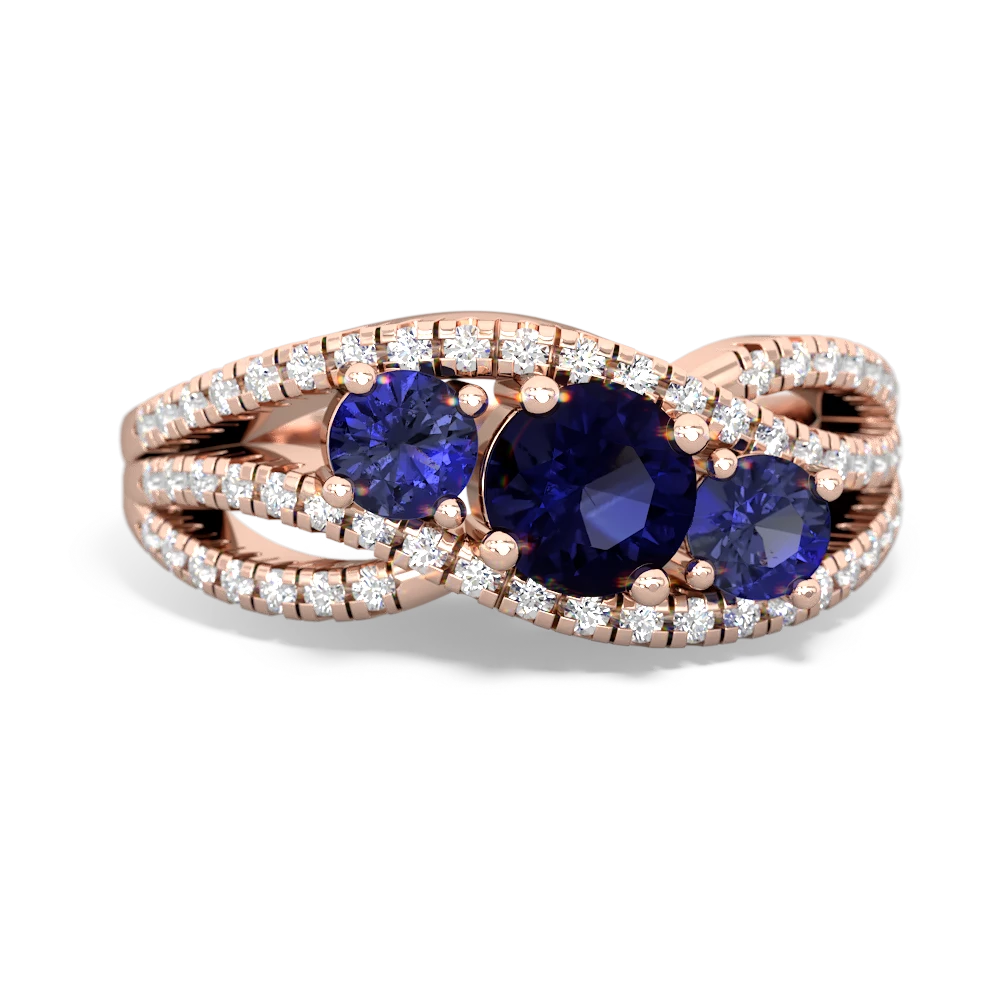 Sapphire Three Stone Aurora 14K Rose Gold ring R3080