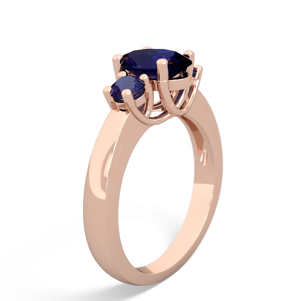 Sapphire Three Stone Oval Trellis 14K Rose Gold ring R4024