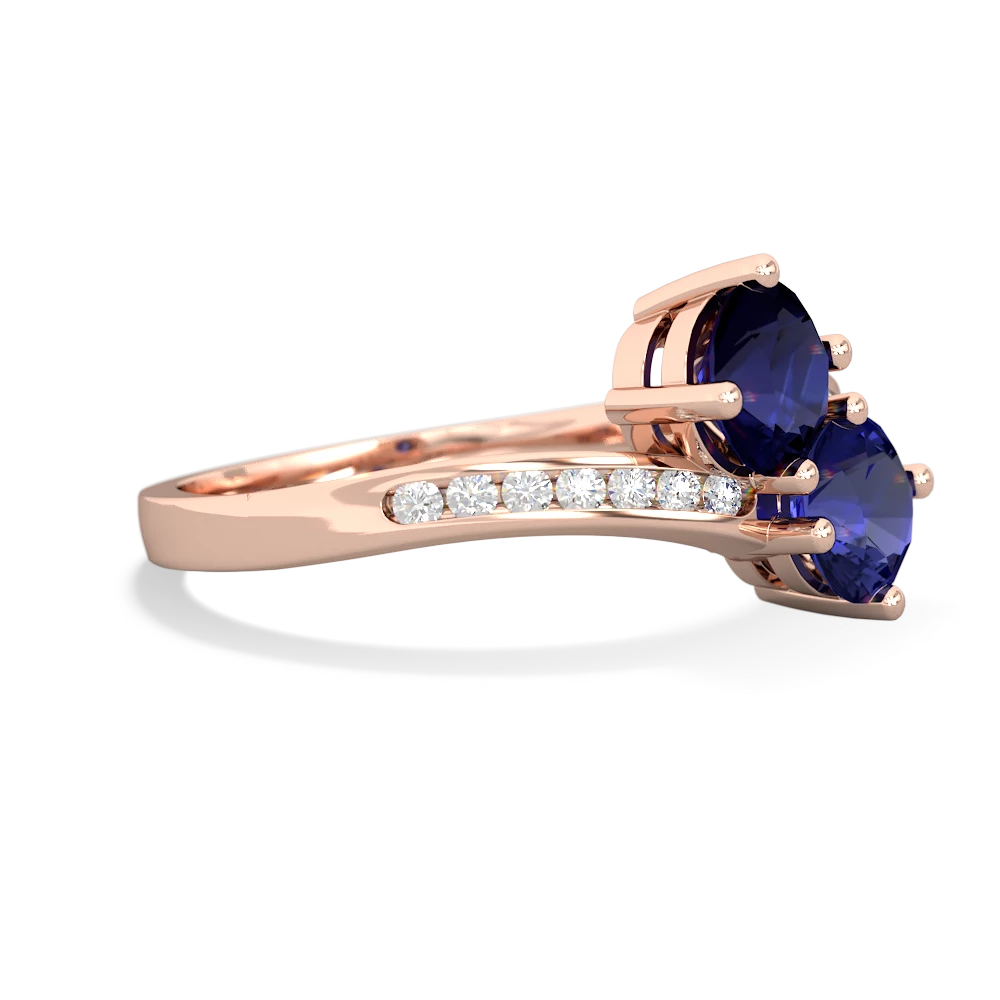 Sapphire Channel Set Two Stone 14K Rose Gold ring R5303