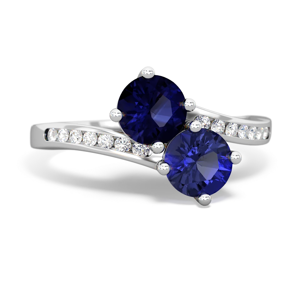 Sapphire Channel Set Two Stone 14K White Gold ring R5303