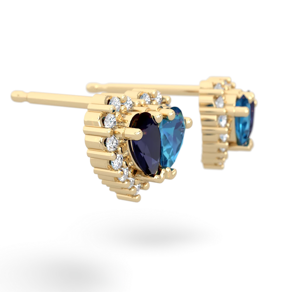 Sapphire Halo 14K Yellow Gold earrings E7008