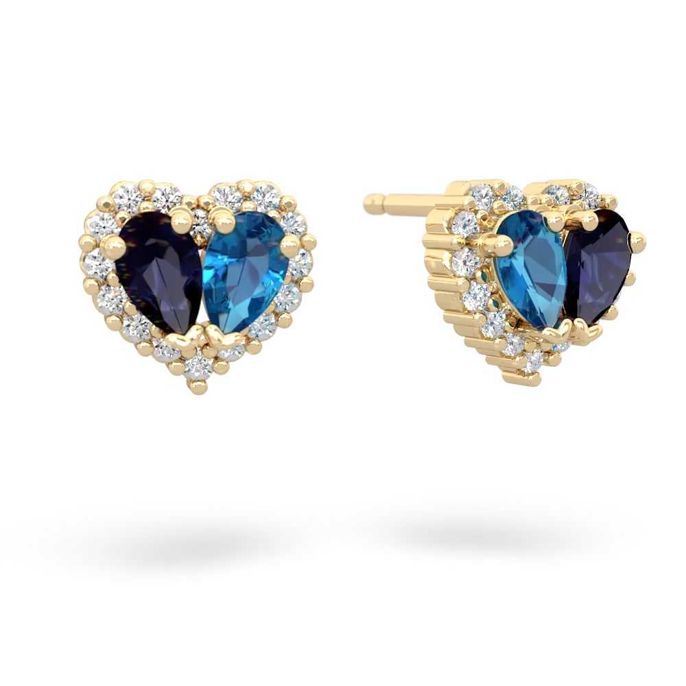 Sapphire Halo 14K Yellow Gold earrings E7008