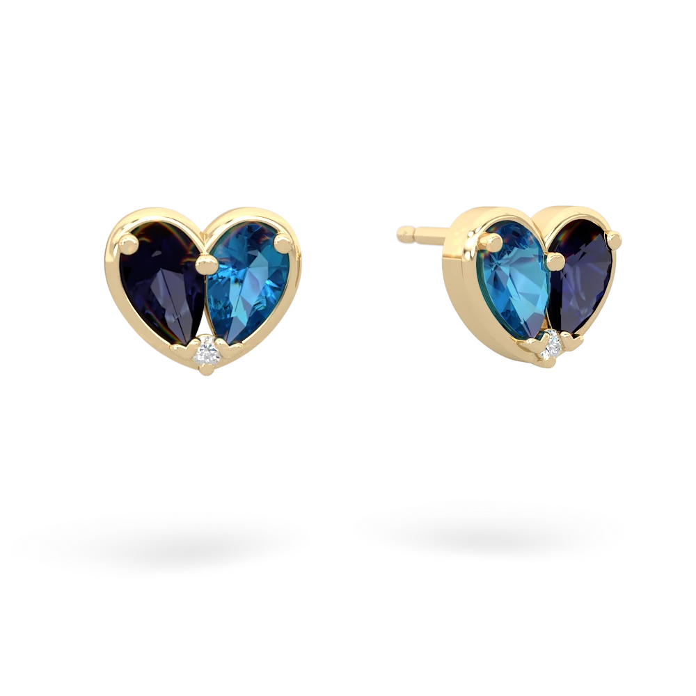 Sapphire 'Our Heart' 14K Yellow Gold earrings E5072