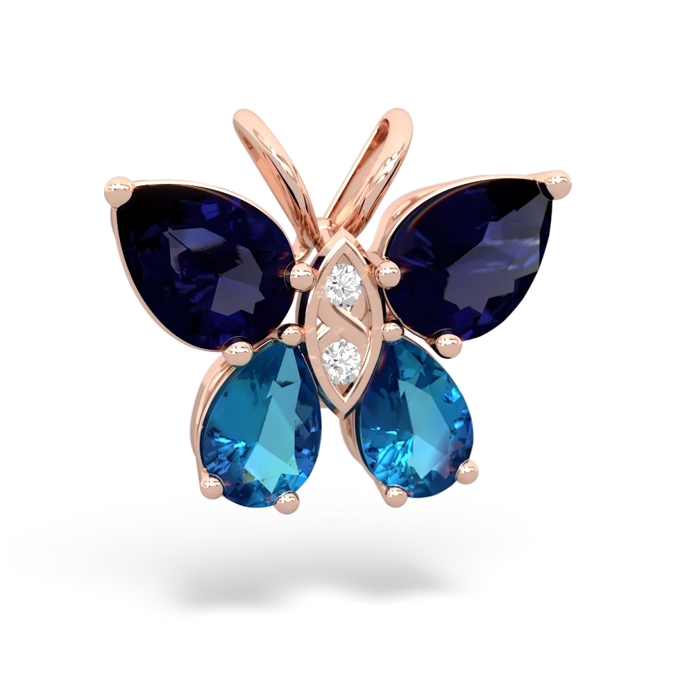 Sapphire Butterfly 14K Rose Gold pendant P2215