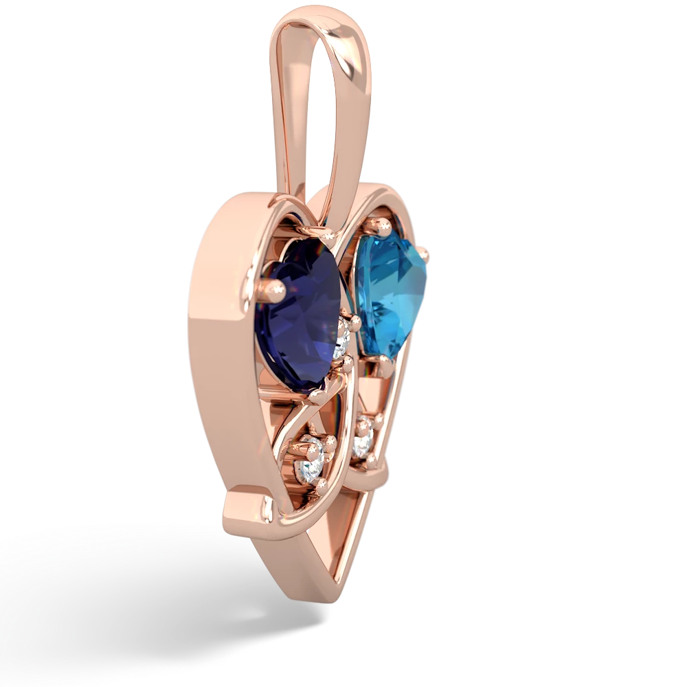 Sapphire Celtic Trinity Heart 14K Rose Gold pendant P5331