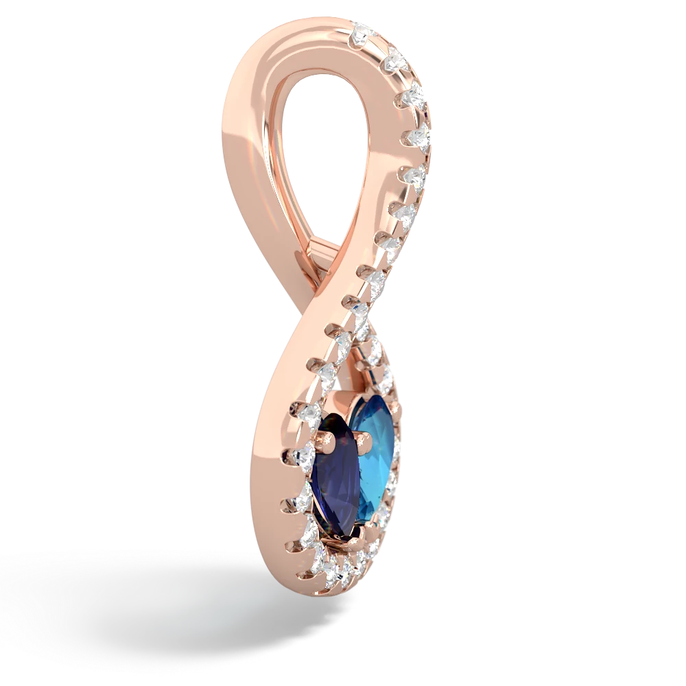 Sapphire Pave Twist 'One Heart' 14K Rose Gold pendant P5360