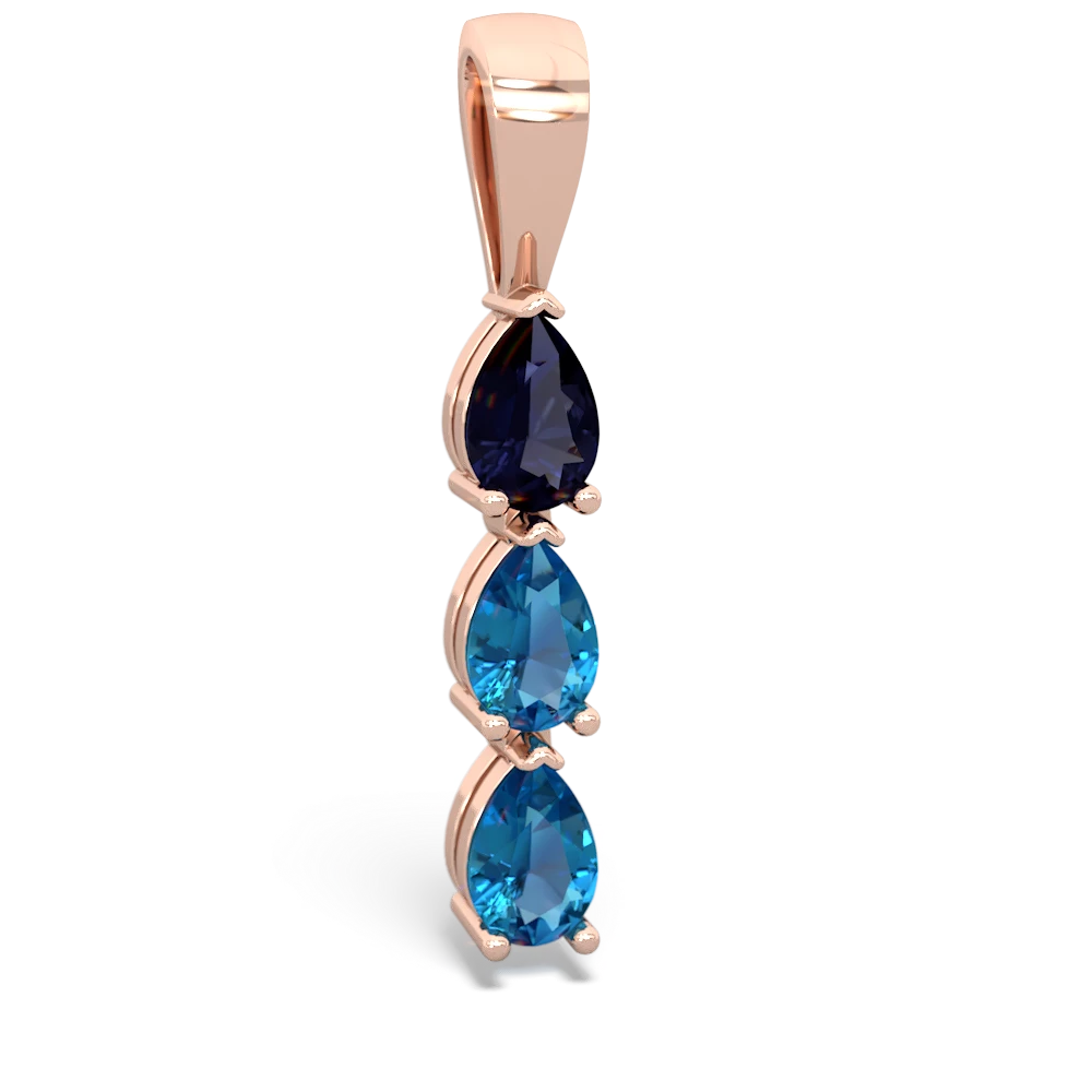 Sapphire Dew Drops 14K Rose Gold pendant P2251